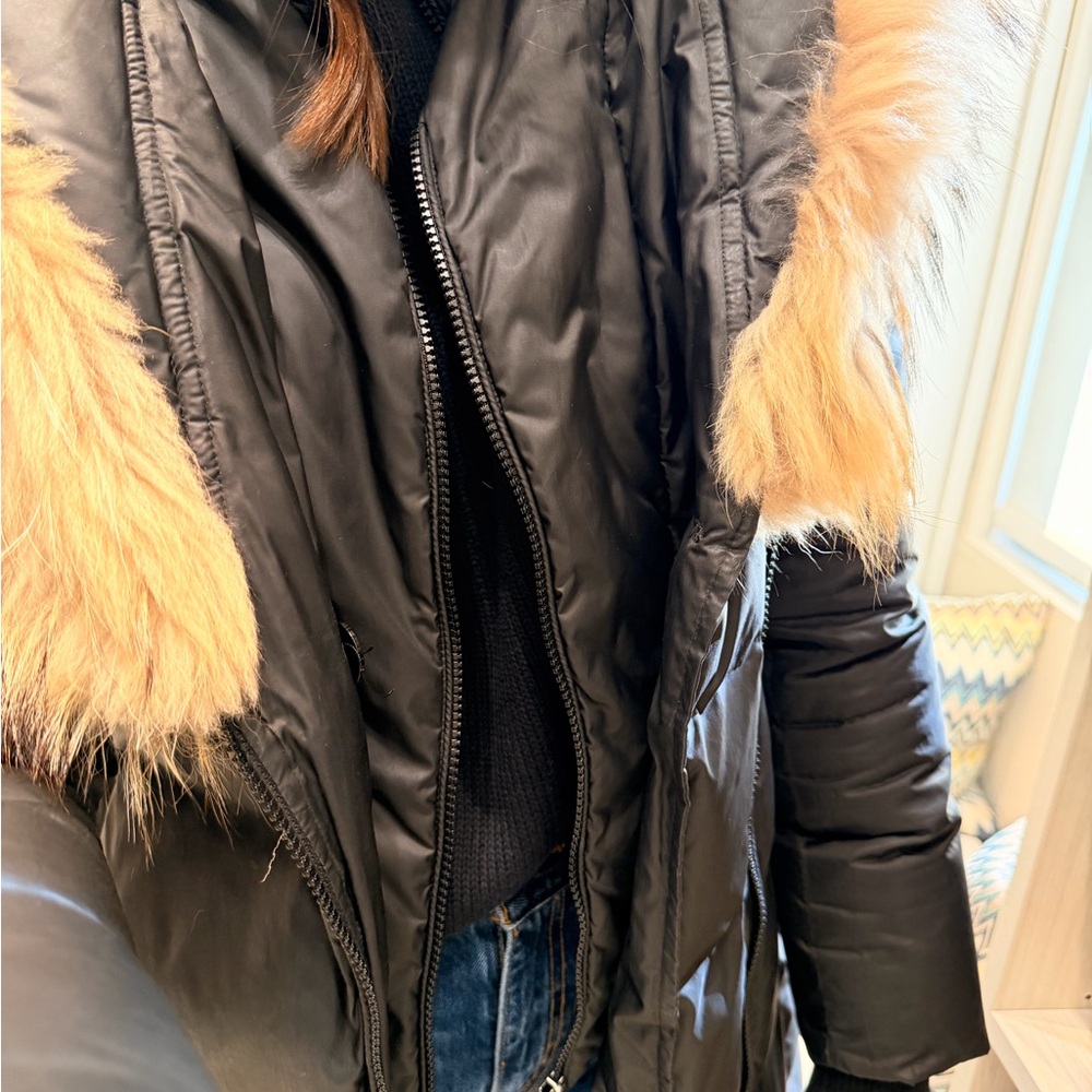 Mackage Black Puffer Coat with Fur Trim - Picture 3 of 8